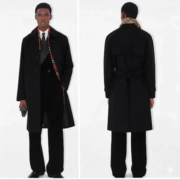 Burberry London Single Breasted Belted 100% Wool Car Trench Coat Size 40R - Picture 1 of 15